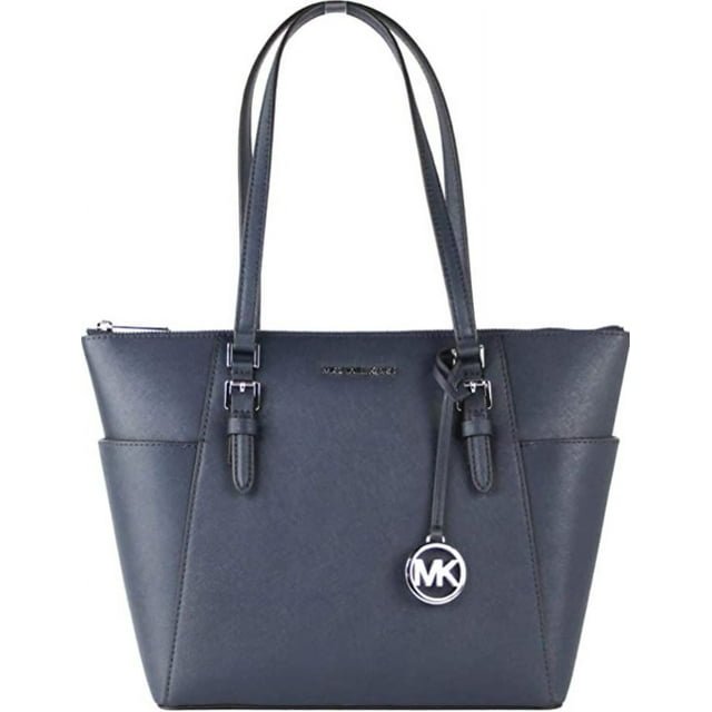 Michael Kors Womens Charlotte Large Top Zip Tote 35F0SCFT3L - 406 (Navy/Silver Hardware) - 7DAY'S