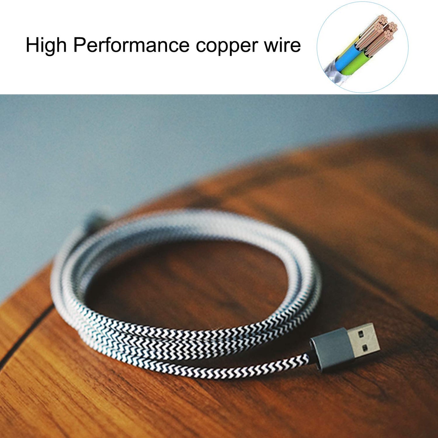 Micro USB Cable,[10ft3Pack] by Ailun,High Speed 2.0 USB A Male to Micro USB Sync & Charging Nylon Braided Cable for Android Smartphone Tablets Wall and Car Charger Connection[Silver&Blackwhite] - 7DAY'S