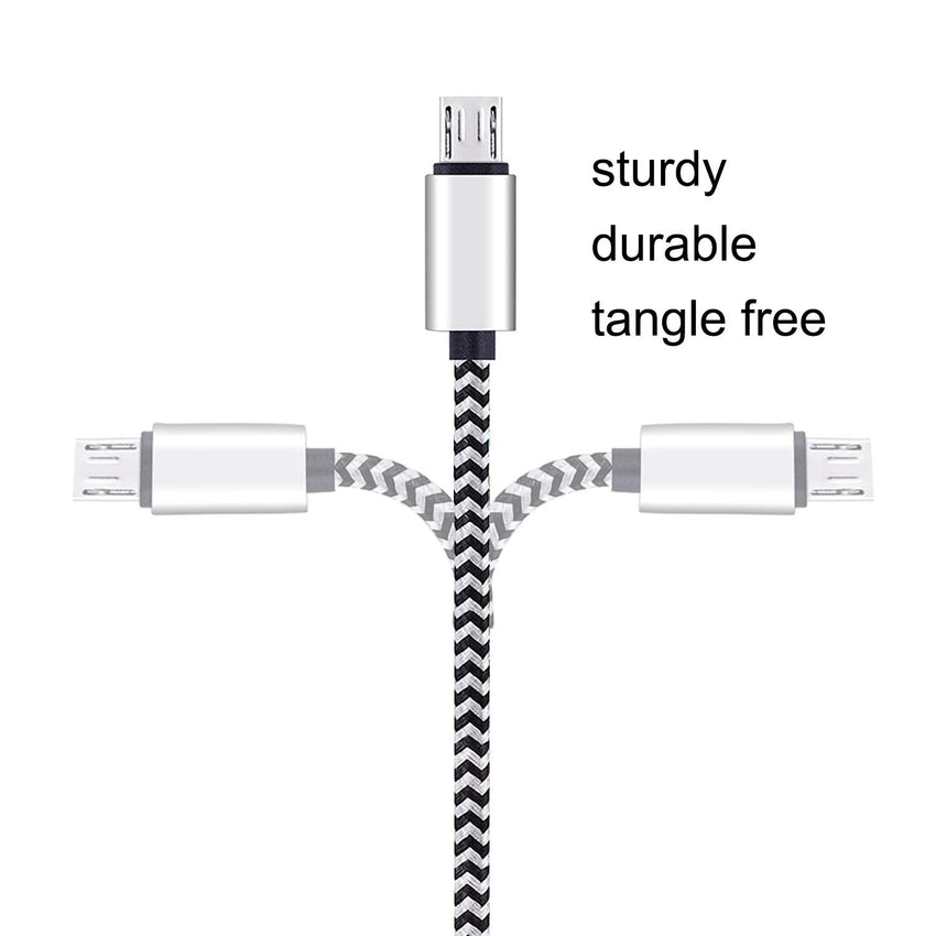 Micro USB Cable,[10ft3Pack] by Ailun,High Speed 2.0 USB A Male to Micro USB Sync & Charging Nylon Braided Cable for Android Smartphone Tablets Wall and Car Charger Connection[Silver&Blackwhite] - 7DAY'S
