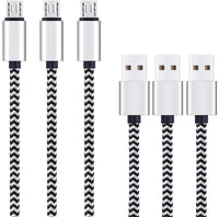 Micro USB Cable,[10ft3Pack] by Ailun,High Speed 2.0 USB A Male to Micro USB Sync & Charging Nylon Braided Cable for Android Smartphone Tablets Wall and Car Charger Connection[Silver&Blackwhite] - 7DAY'S