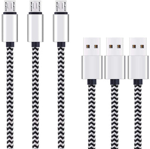 Micro USB Cable,[10ft3Pack] by Ailun,High Speed 2.0 USB A Male to Micro USB Sync & Charging Nylon Braided Cable for Android Smartphone Tablets Wall and Car Charger Connection[Silver&Blackwhite]