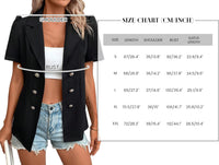 Mina Self 2024 Summer Womens Short Puff Sleeve Fully Lined Blazer Double Breasted Lightweight Casual Office Jackets - 7DAY'S
