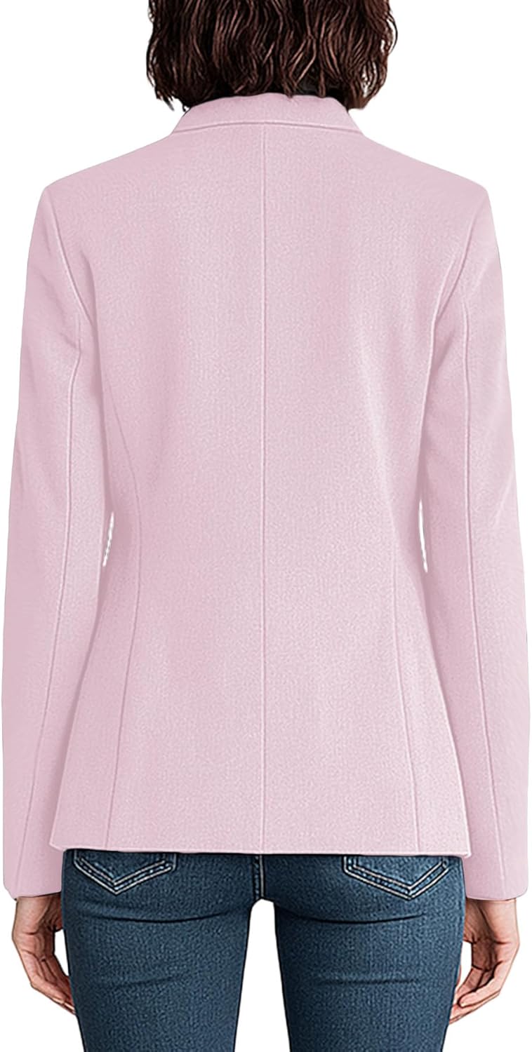 Mina Self 2025 Fall Casual Blazer for Women - Long Sleeve Lapel Open Front Lightweight Work Office Jackets with Pockets - 7DAY'S