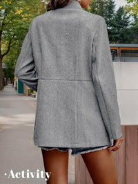 Mina Self 2025 Fall Winter Women's Herringbone Blazer Jackets - Notch Lapel Open Front Long Business Casual Trendy Coat - 7DAY'S