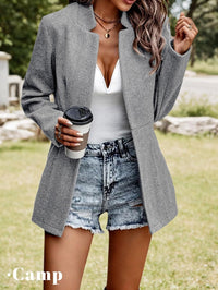 Mina Self 2025 Fall Winter Women's Herringbone Blazer Jackets - Notch Lapel Open Front Long Business Casual Trendy Coat - 7DAY'S