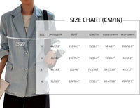 Mina Self 2025 Fall Women's Denim Blazer Jacket - Fashion Open Front Lightweight Casual Work Office Jean Top Pockets - 7DAY'S