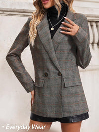Mina Self 2025 Fall Women's Plaid Houndstooth Blazer Jacket - Fully Lined Business Casual Elegant Work Suit with Pockets - 7DAY'S
