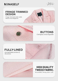 Mina Self 2025 Fall Women's Tweed Blazer Jacket - Fashion Warm Fully Lined Elegant Trendy Casual Cute Coat with Pockets - 7DAY'S