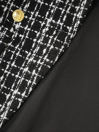 Mina Self 2025 Fall Women's Tweed Plaid Blazer Jacket - Fashion Slim Fully - Lined Double - Breasted Casual Work Coat (Pockets) - 7DAY'S