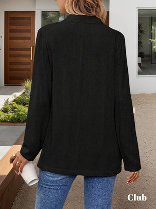 Mina Self 2025 Linen Blazers for Women Business Casual Long Sleeve Lapel Open Front Suit Jacket Work Blazer with Pockets - 7DAY'S