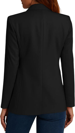 Mina Self 2025 Women’s Casual Blazer - Long Sleeve Lapel Open Front Double Breasted Work Office Jackets Pockets - 7DAY'S