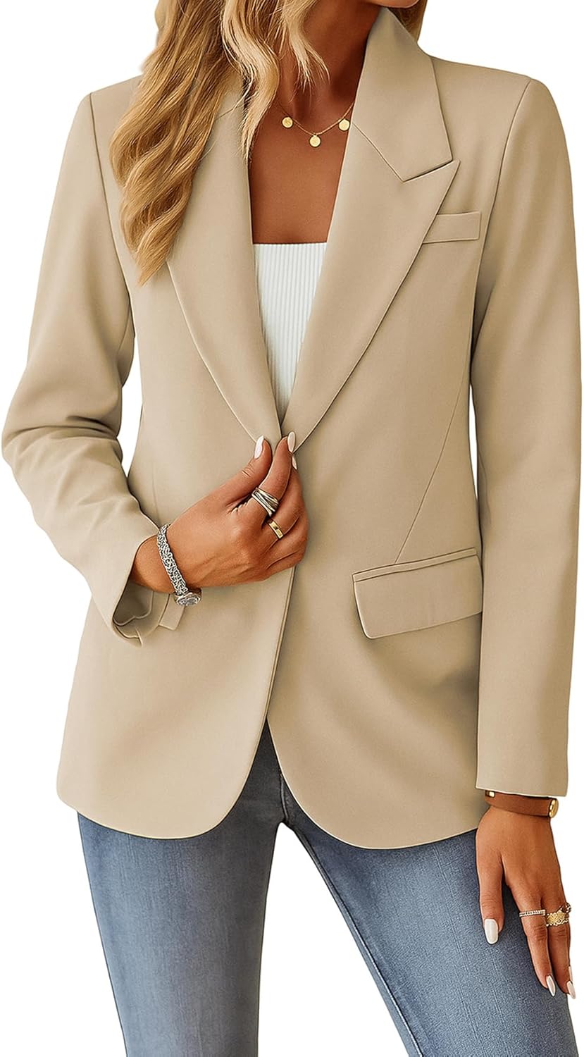 Mina Self 2025 Women's Fall Casual Blazer - Fully Lined Lightweight Button Lapel Collar Slim Fashion Work Office with Pocket - 7DAY'S