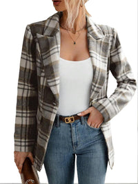 Mina Self 2025 Women's Fall Flannel Plaid Blazer - Slim Button Fully - Lined Business Casual Work Office with Pockets Jacket - 7DAY'S