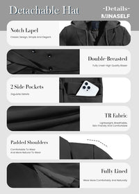 Mina Self 2025 Women's Fall Hooded Blazer Jacket - Double - Breasted Oversize Loose Fully - Lined Work Office Suit with Pockets - 7DAY'S