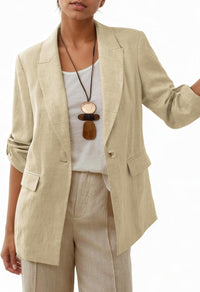 Mina Self 2025 Women's Summer Linen Blazer 3/4 Sleeve Long Lightweight Fully - Lined Trendy Casual Work Office Suit Jackets - 7DAY'S