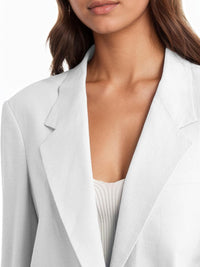 Mina Self 2025 Womens Summer Linen Blazer Jacket Lightweight One Button Trendy Casual Work Office Suit Jackets with Pockets - 7DAY'S