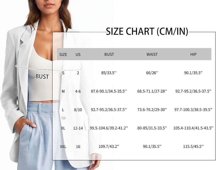 Mina Self 2025 Womens Summer Linen Blazer Jacket Lightweight One Button Trendy Casual Work Office Suit Jackets with Pockets - 7DAY'S