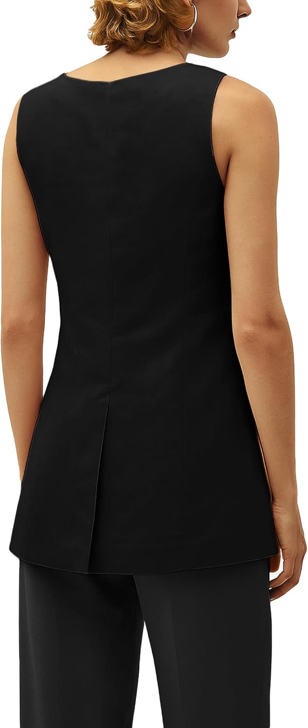 Mina Self 2025 Women's Summer Linen Vest Blazer Long Y2K Lightweight Fully - Lined V - Neck Fashion Casual Jackets Tops Pockets - 7DAY'S