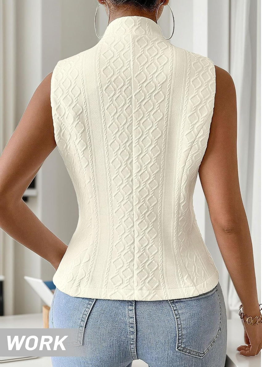 Mina Self Women's 2025 Sleeveless Sweater Vest Top - Lightweight Fahion Knit Casual Work Office Slim Fully Lined Trendy - 7DAY'S