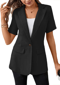 Mina Self Women's 2025 Summer Short Sleeve Blazer Jacket Lightweight Fully - Lined Business Casual Fashion Suit with Pockets - 7DAY'S