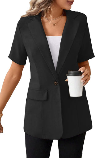 Mina Self Women's 2025 Summer Short Sleeve Blazer Jacket Lightweight Fully - Lined Business Casual Fashion Suit with Pockets - 7DAY'S