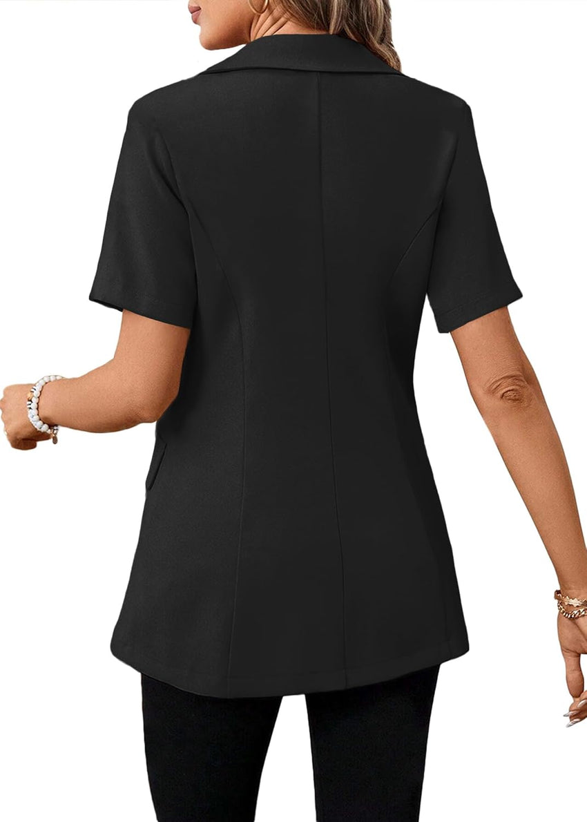 Mina Self Women's 2025 Summer Short Sleeve Blazer Jacket Lightweight Fully - Lined Business Casual Fashion Suit with Pockets - 7DAY'S