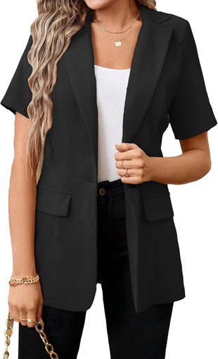 Mina Self Women's 2025 Summer Short Sleeve Blazer Jacket Lightweight Fully-Lined Business Casual Fashion Suit with Pockets