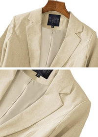 Mina Self Women's 3/4 Sleeve Linen Blazer 2025 Summer Lightweight Fully - Lined Lapel Button Casual Work Jacket Pockets - 7DAY'S