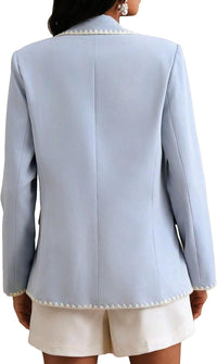 Mina Self Women's Casual Blazers 2025 Fall - Notch Lapel One Button Business Lightweight Trendy Work Office Jackets Pockets - 7DAY'S