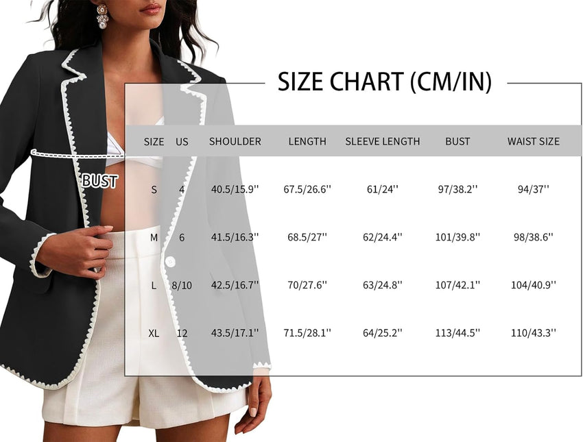 Mina Self Women's Casual Blazers 2025 Fall - Notch Lapel One Button Business Lightweight Trendy Work Office Jackets Pockets - 7DAY'S