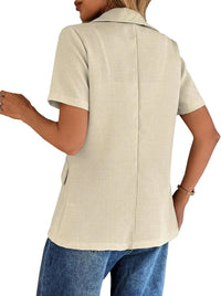 Mina Self Women's Short Sleeve Blazer - 2025 Summer Full - Lined One Button Lightweight Casual Work Office Suit Jacket Pockets - 7DAY'S