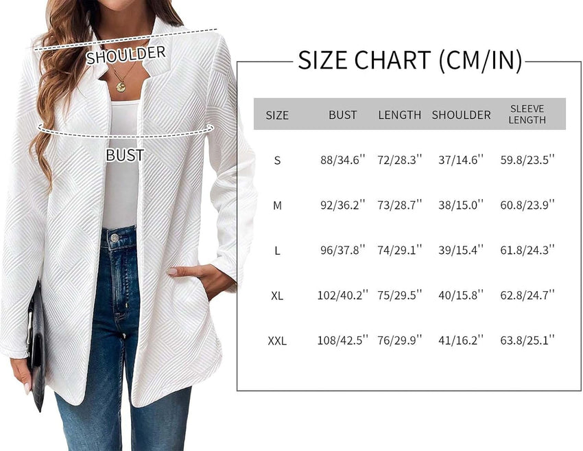 Mina Self Womens Tweed Long Jacket 2025 Notch Fall Winter Warm Cardigan Elegant Casual Work Office Blazer with Pockets - 7DAY'S