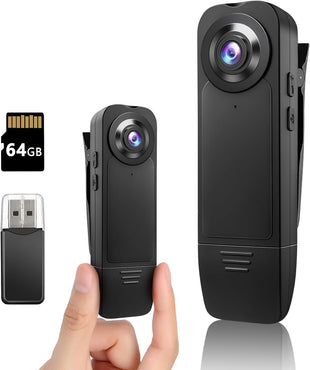 Mini Body Camera 1080P Police Body Camera with Memory Card,Body Worn Cam,Premium Portable,Wearable Patrol Video Recording Camcorder for Work Records,Guard (64GB)