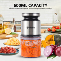 Mini Food Processor, 2.5 Cup/ 600 ML Baby Food Maker, 400 W Power Electric Grinder Chopper for Fruit, Vegetable, Meat, Baby Food Puree Blender (Sliver) - 7DAY'S