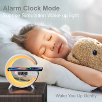 Mini G Atmosphere Lamp with Bluetooth Speaker, LED Table Lamp with Wireless Charger, Night Light Lamp Sunrise Alarm Clock, Smart Light Sound Machine for Bedroom【Mini Size 𝐆𝟔】 - 7DAY'S
