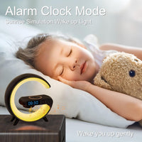 Mini G Atmosphere Lamp with Bluetooth Speaker, LED Table Lamp with Wireless Charger, Night Light Lamp Sunrise Alarm Clock, Smart Light Sound Machine for Bedroom【Mini Size 𝐆𝟔】 - 7DAY'S