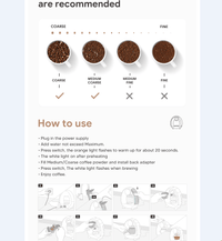 MiniQ Portable American coffee machine White 2in1 semi - automatic coffee machine 1400W drip coffee machine coffee powder 20g optional powder holder or optional K cup holder - 7DAY'S