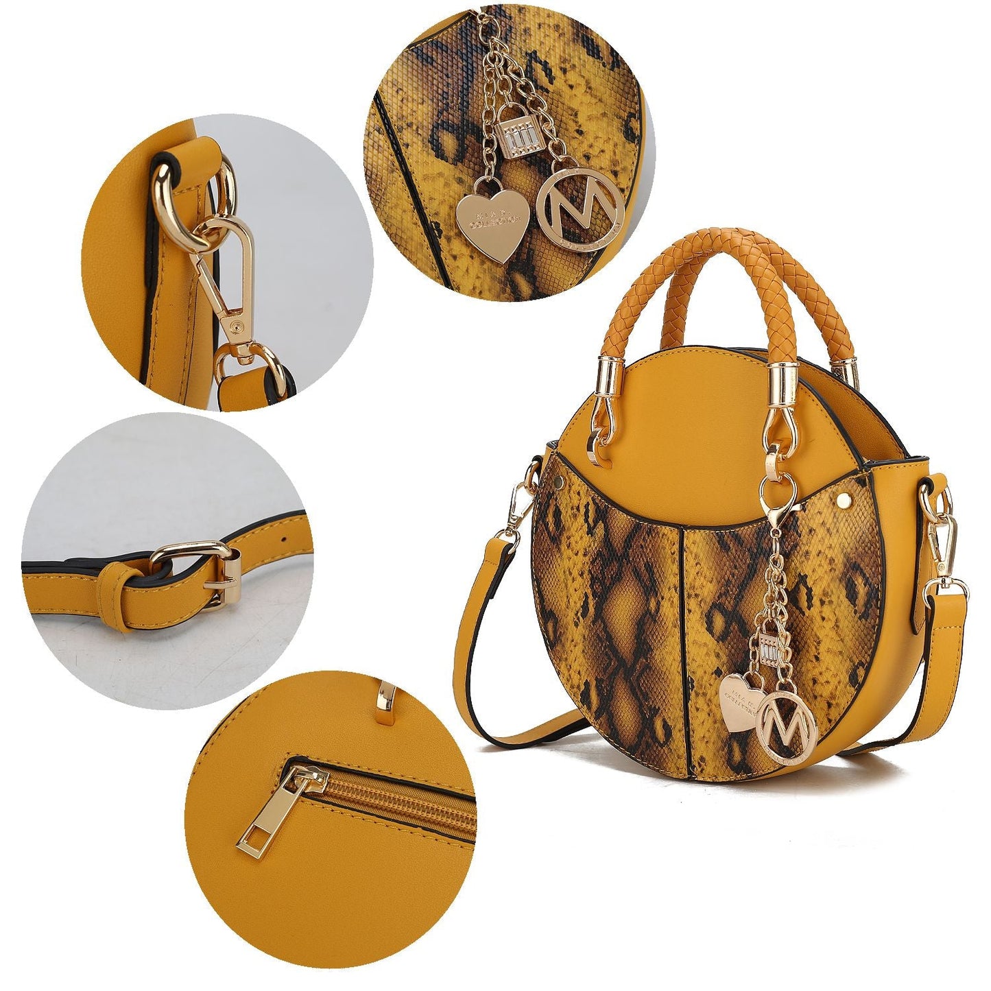 MKF Collection Camille Faux Snakeskin Vegan Leather Women Round Crossbody Bag by Mia K - 7DAY'S