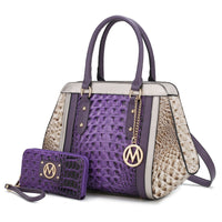 MKF Collection Daisy Two PCS Croco Satchel bag & Wallet , Measurements: 10” L x 11” H x 4” W , Wallet: 7.5” L x 4”H x 1” W - 7DAY'S