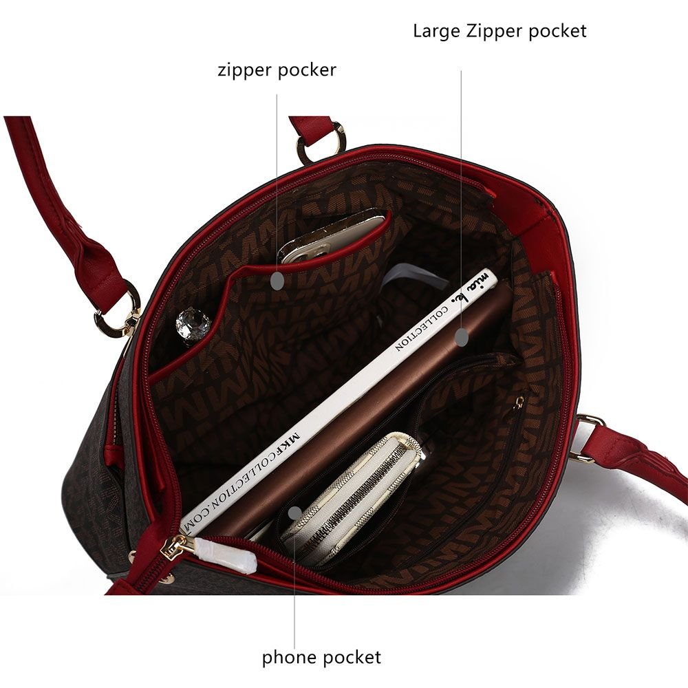 MKF Collection Yonah Tote Signature Printed Vegan Leather by Mia K - 7DAY'S