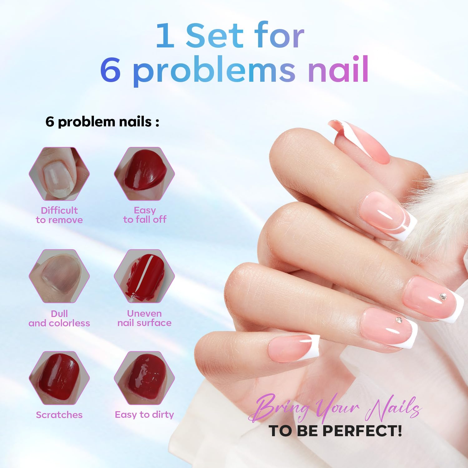 modelones Gel Top Coat, 15 ml 2025 Upgrade Super Shiny Base and Top Coat Set, Soak Off Nail Lamp Acid Free No Wipe Clear Base Top Gel Nail Polish - 7DAY'S