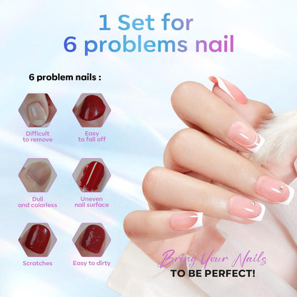 modelones Gel Top Coat, 15 ml 2025 Upgrade Super Shiny Base and Top Coat Set, Soak Off Nail Lamp Acid Free No Wipe Clear Base Top Gel Nail Polish - 7DAY'S