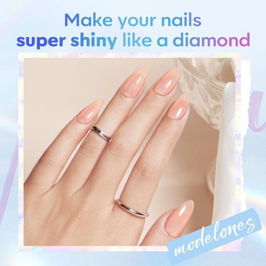 modelones Gel Top Coat, 15 ml 2025 Upgrade Super Shiny Base and Top Coat Set, Soak Off Nail Lamp Acid Free No Wipe Clear Base Top Gel Nail Polish - 7DAY'S