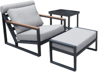 Modern Aluminum Lounge Chairs Sets; Outdoor Furniture Reclining with Ottoman; Cushions and Side Table - 7DAY'S