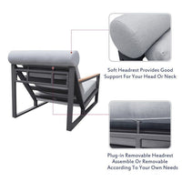 Modern Aluminum Lounge Chairs Sets; Outdoor Furniture Reclining with Ottoman; Cushions and Side Table - 7DAY'S