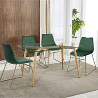 Modern Dining Chairs Set of 2; Velvet Upholstered Side Chairs with Golden Metal Legs for Dining Room Furniture - 7DAY'S