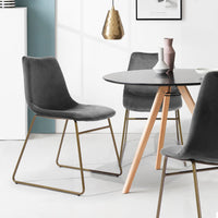 Modern Dining Chairs Set of 2; Velvet Upholstered Side Chairs with Golden Metal Legs for Dining Room Furniture - 7DAY'S