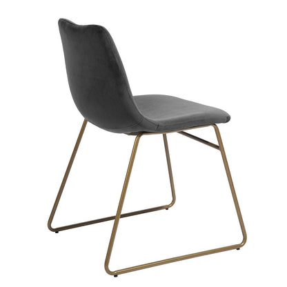 Modern Dining Chairs Set of 2; Velvet Upholstered Side Chairs with Golden Metal Legs for Dining Room Furniture - 7DAY'S