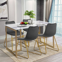 Modern Dining Chairs Set of 2; Velvet Upholstered Side Chairs with Golden Metal Legs for Dining Room Furniture - 7DAY'S