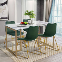 Modern Dining Chairs Set of 2; Velvet Upholstered Side Chairs with Golden Metal Legs for Dining Room Furniture - 7DAY'S